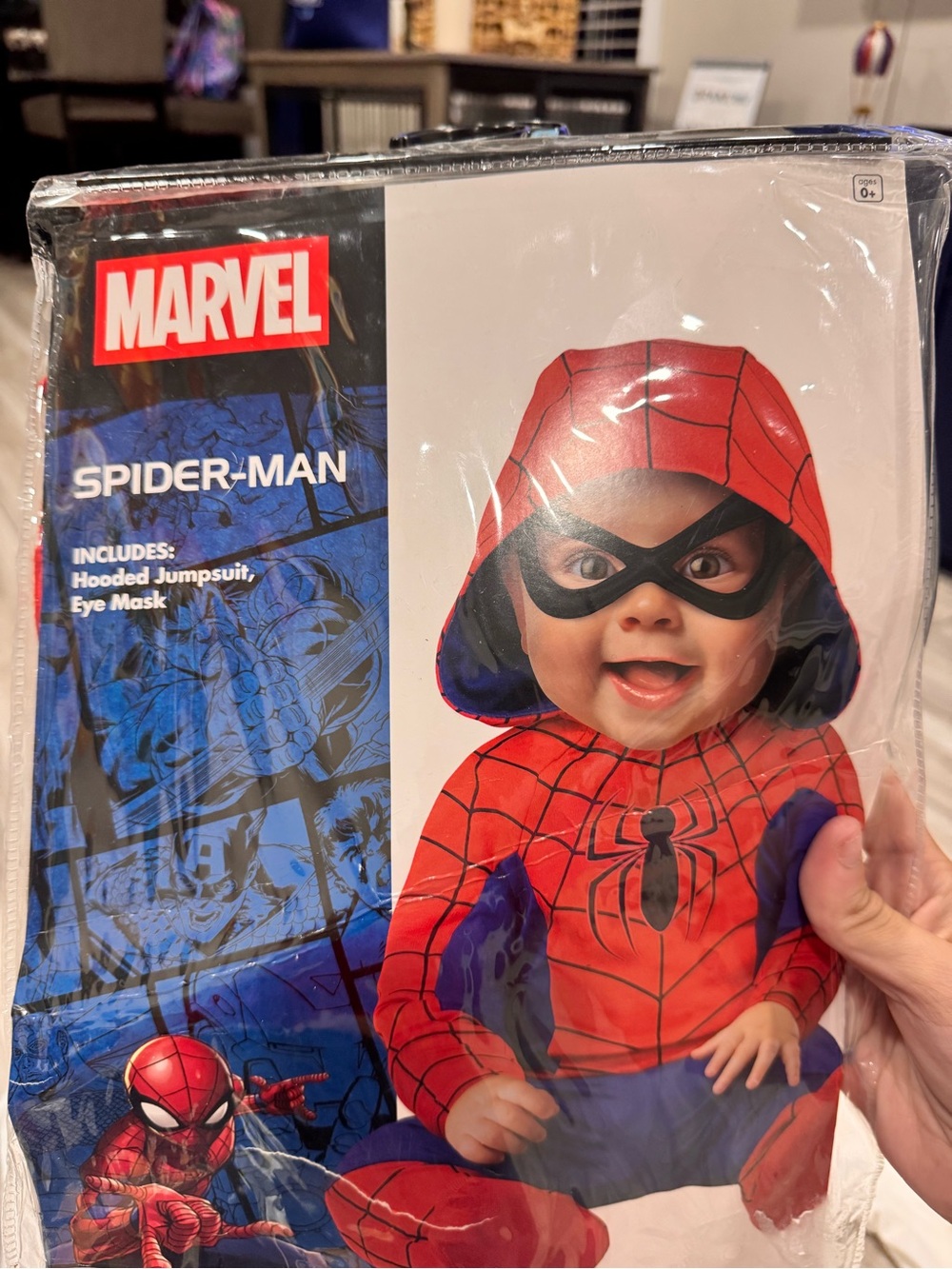 Marvel Spider-Man Red, Blue and Black Hooded Jumpsuit with Mask (Kids)